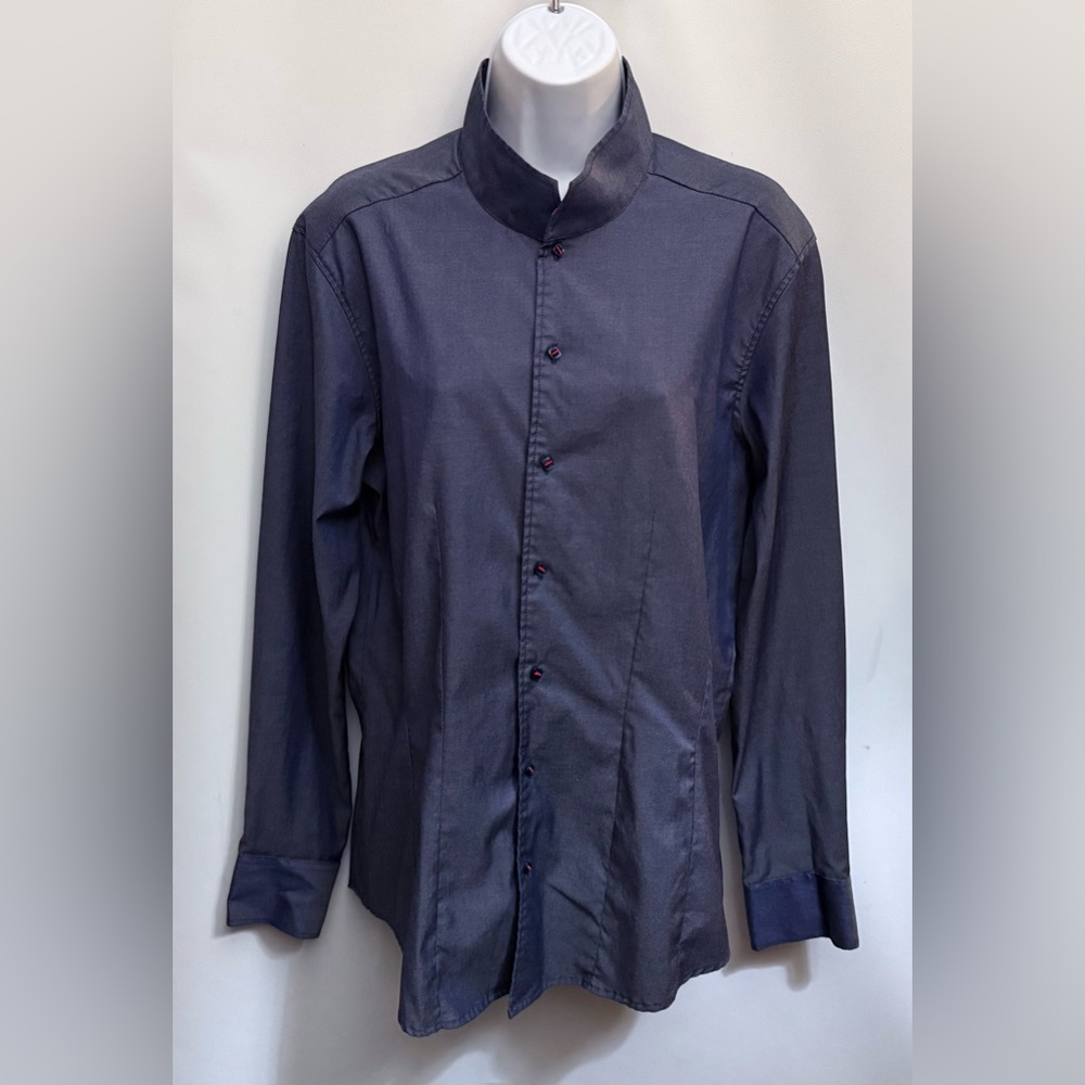 $450 NARA CAMICIE Made In Italy Button Shirt Women M Stand Up Collar Long Sleeve